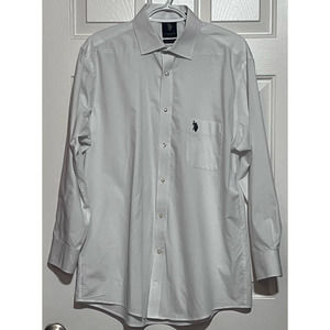 U.S. Polo Assn Since1990 Regular Fit White Mens Dress Shirt Size 16-16 1/2 32/33
